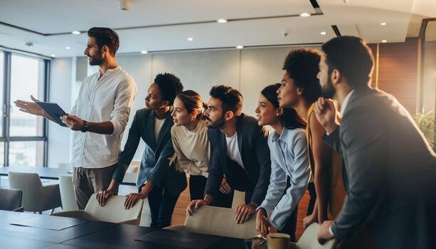 Equipe de gestão de pessoas em reunião de trabalho